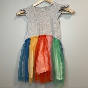 Tucker + Tate Gray Top Rainbow Tulle Skirt Kids Dress